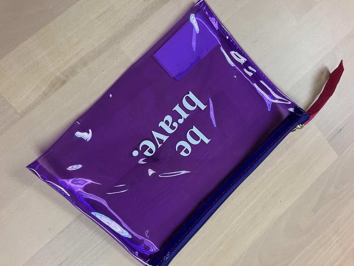 Plastic zipper notions bag — Purple-Be Brave