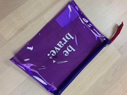 Plastic zipper notions bag — Purple-Be Brave