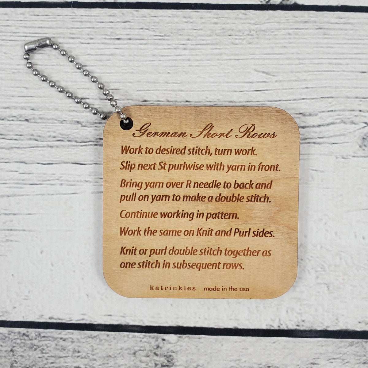 Katrinkles Tools — German Short Row Wooden Key Chain