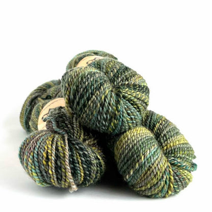 Feederbrook Farm Entropy DK — Potential Energy colorway; skeins shown for color variation