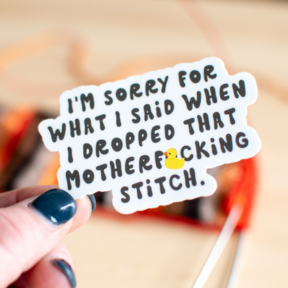 Binkwaffle Stickers — Sorry Sticker...When I dropped that Stitch.