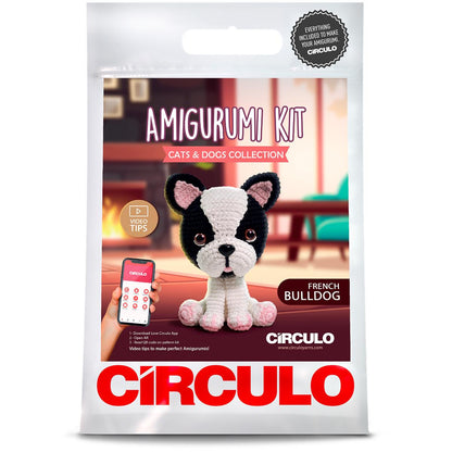 Círculo French Bulldog - 02 amigurumi crochet kit package