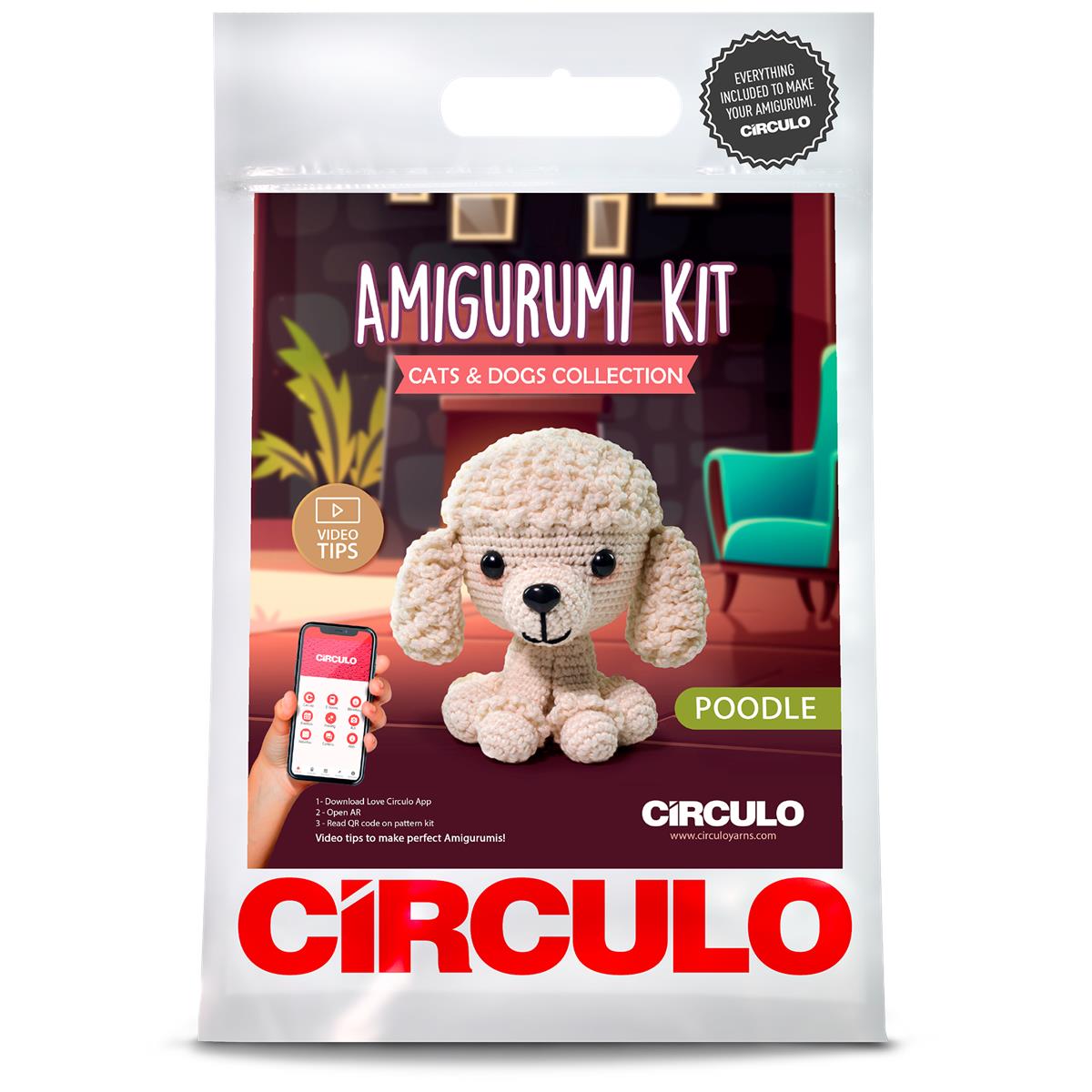 Círculo Poodle - 03 amigurumi crochet kit package
