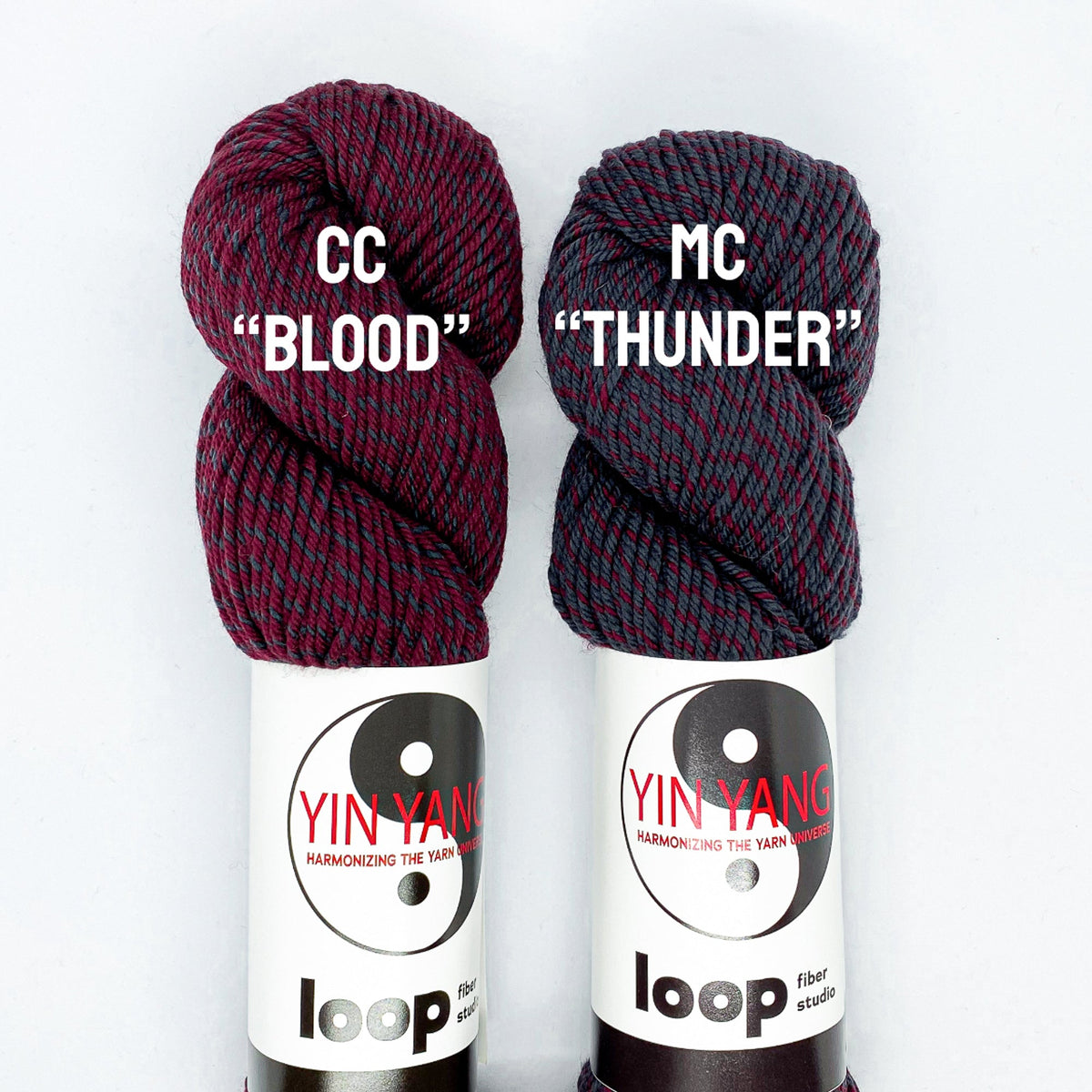 Loop Contrast kit yarn colors: Blood and Thunder — color reference, not complete kit contents