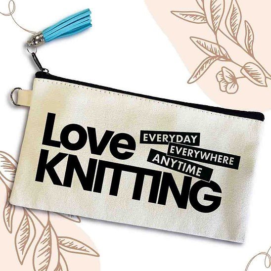 Anna B. Shop Love Knitting Small Canvas Pouch Bag