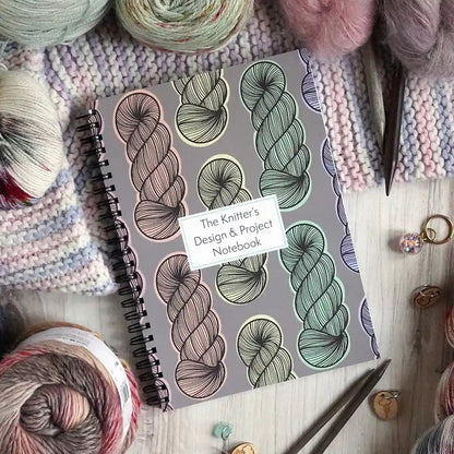 Bri Larson Knitter’s Design & Project Notebook with Pastel Rainbow skein cover